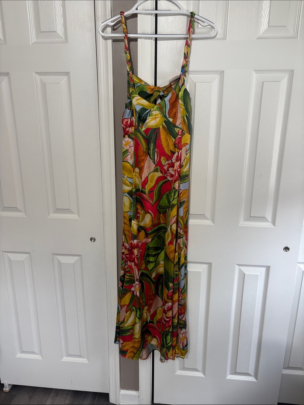 FARM Rio Botanical Maxi Slip Dress in Green, Yellow & Pink